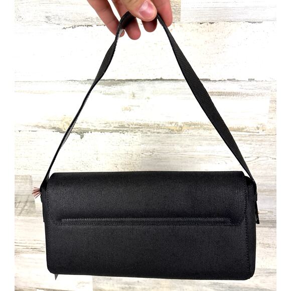 Brunomagli Womens Black Leather Arabella Luxury Designer Shoulder Bag Clutch NWT